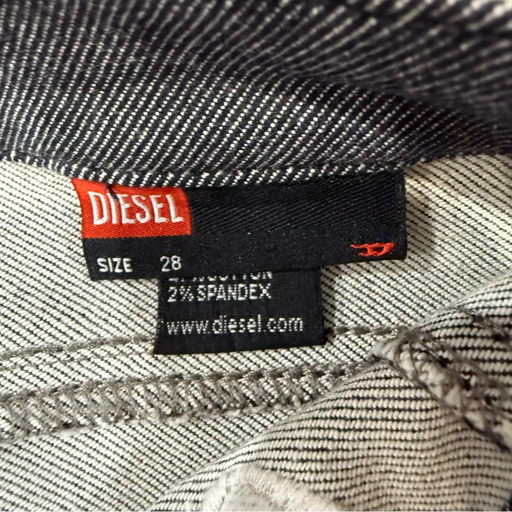 Y2K Vintage DIESEL Denim Flare Pants Side AnkleSlits Womens 28 Gray/Pink Accents - Picture 6 of 12